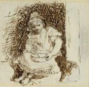 Enfant Et Le Chat: Girl With A Cat by Rosa Bonheur