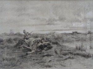 Le Boeuf Attaque Fusain by Rosa Bonheur