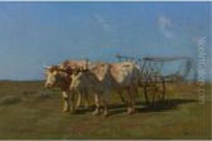 Two White Oxen Pulling A Cart by Rosa Bonheur