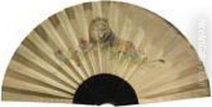 Reclining Lion: A Fan by Rosa Bonheur
