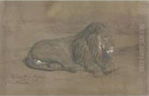 A Seated Lion by Rosa Bonheur