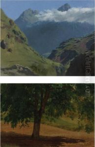 Landscape Studies: Pyrenees And Tree (two Works) by Rosa Bonheur