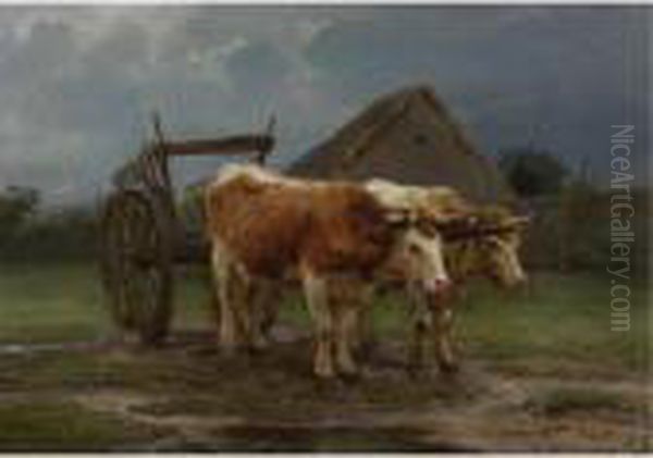 Oxen Pulling A Cart - view 1