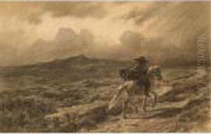 Horse And Rider On The Scottish Highlands (the Approaching Storm) by Rosa Bonheur