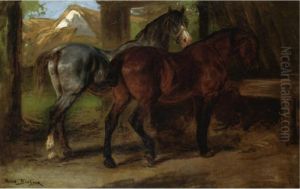Two Horses In A Stable by Rosa Bonheur