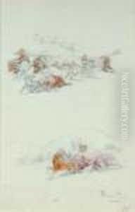 Buffalo Hunt; And Five Companion Drawings by Rosa Bonheur