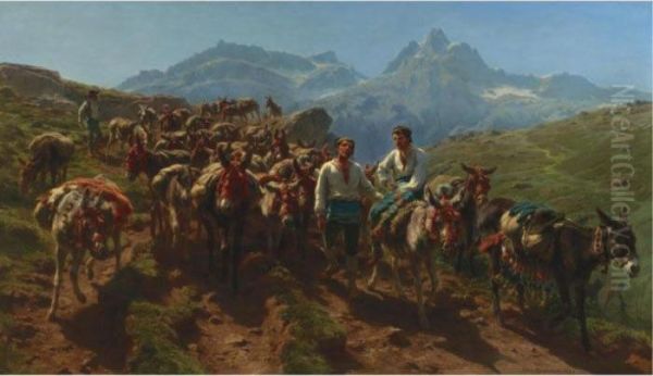 Spanish Muleteers Crossing The Pyrenees - view 1