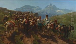 Spanish Muleteers Crossing The Pyrenees by Rosa Bonheur