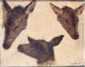 Etude De Tetes D'animaux by Rosa Bonheur