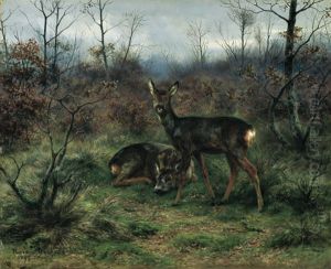 Young Deer In A Forest Clearing by Rosa Bonheur