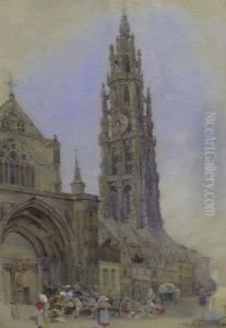 Cathedral From Marche Au Bois,
Anvers by Richard Parkes Bonington