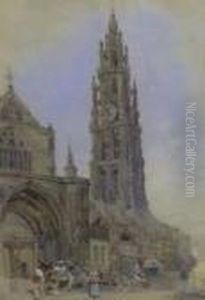 "cathedral From Marche Au Bois, Anvers" by Richard Parkes Bonington