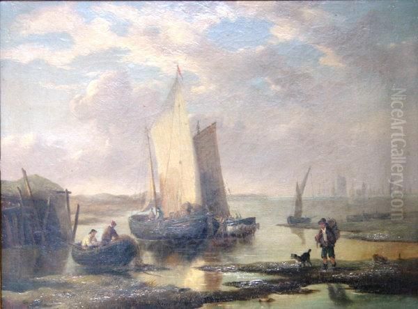 Estuary Landscape With Fishing Boats In Foreground - view 1