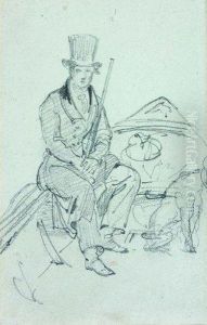 Jeune Chasseur Assis Avec Son Chien Dans Une Barque by Richard Parkes Bonington