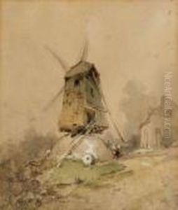 Moulin A Vent by Richard Parkes Bonington