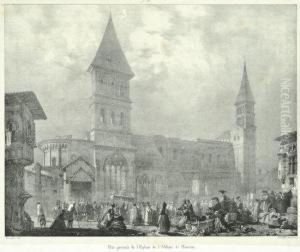 Vue Generale De L""eglise De L""abbaye De Tournus by Richard Parkes Bonington