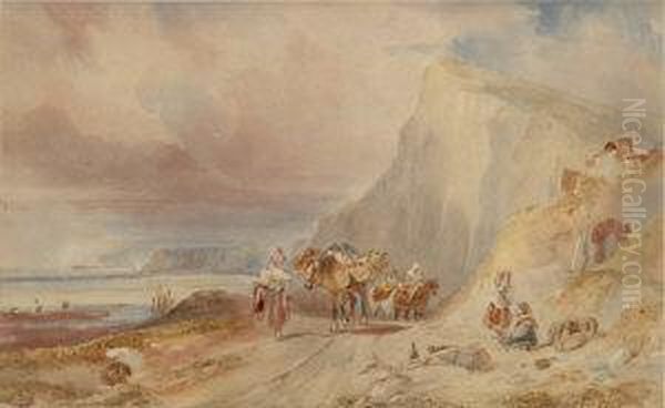 Figures On A Coastal Path - view 1