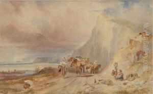 Figures On A Coastal Path by Richard Parkes Bonington