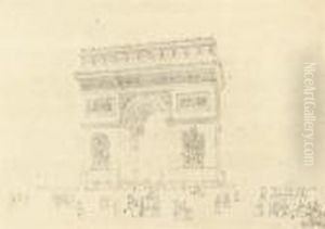 L'arc De Triomphe; And The Palace At Versailles by Richard Parkes Bonington