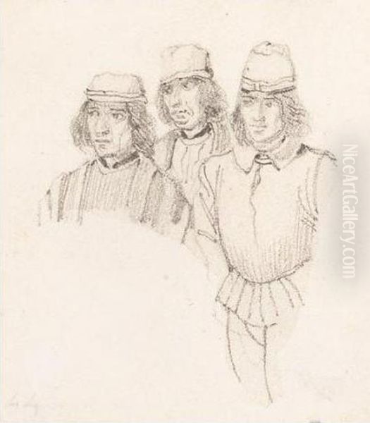 Study Of Three Men In Renaissance Dress - view 1