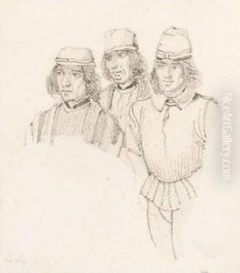 Study Of Three Men In Renaissance Dress by Richard Parkes Bonington