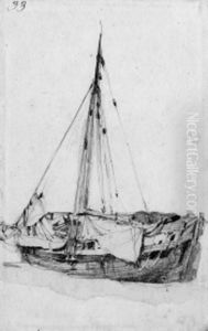 A Beached Fishing Boat by Richard Parkes Bonington