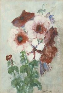 A swag of pink flowers by Sientje Mesdag Van Houten