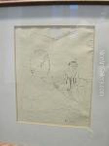 Two Seated Figures - Illustration To Saute Monique