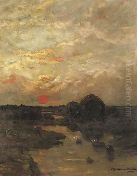 Zonsondergang a rural landscape at sunset - view 1