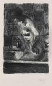 Femme Debout Dans Sa Baignoire by Pierre Bonnard