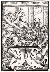 Death and the Devil come for the Card Player by Hans Holbein the Younger