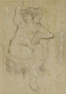 Femme Allongee Dans Un Fauteuil Charcoal And White Chalk On Paper 16Â½ X 12 1/8in by Pierre Bonnard