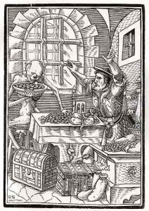 Death comes to the Miser or Usurer by Hans Holbein the Younger