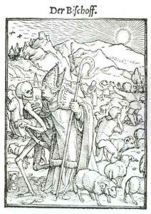Death and the Bishop from The Dance of Death by Hans Holbein the Younger