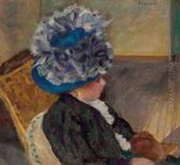 Jeune Femme Au Chapeau Bleu - view 1