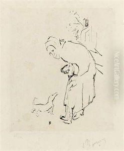 The Old Woman, The Child And The Basset Hound by Pierre Bonnard