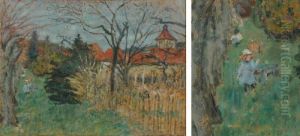 Jeune Fille Au Chien Dans Le Parc Du Grand-lemps by Pierre Bonnard
