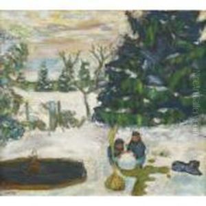 Boule De Neige, Enfants Et Chien Dans Le Jardin Dugrand-lemps by Pierre Bonnard