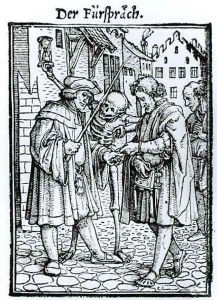 Death and the Barrister from The Dance of Death by Hans Holbein the Younger