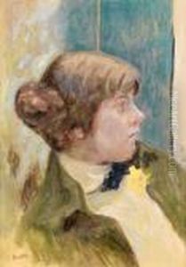 Etude Pour Profil De Femme Au Noeud Papillon by Pierre Bonnard