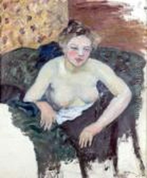 Jeune Femme Assise, Torse Nu - view 1