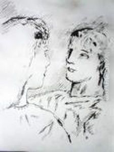 Jeune Fille Et Son Reflet by Pierre Bonnard