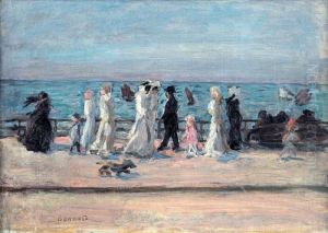 Au Bord De La Mer Or Les Promeneurs Sur La Digue Or La Plage by Pierre Bonnard