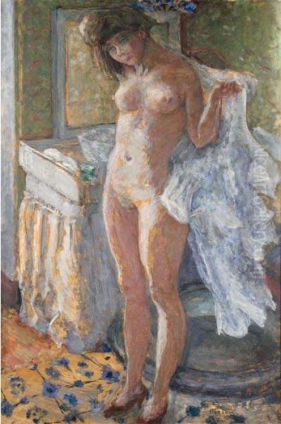 Dans Le Cabinet De Toilette Or Jeune Fille S'essuyant - view 1