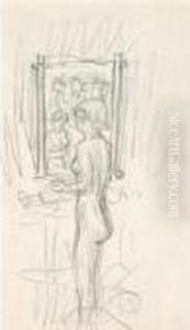 Femme A Sa Toilette Devant Un Miroir by Pierre Bonnard