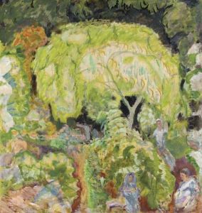 Paysage A Trois Personnages Et 
Saule (etude Pour La Decoration'l'automne, Les Vendanges')
