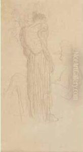 Femme De Dos Et Homme Au Chapeau Assis, Vers 1892-1895. by Pierre Bonnard