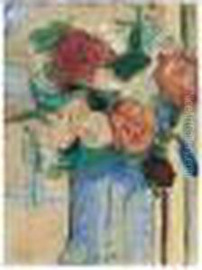 Bouquet De Pivoines Au Vase Bleu by Pierre Bonnard