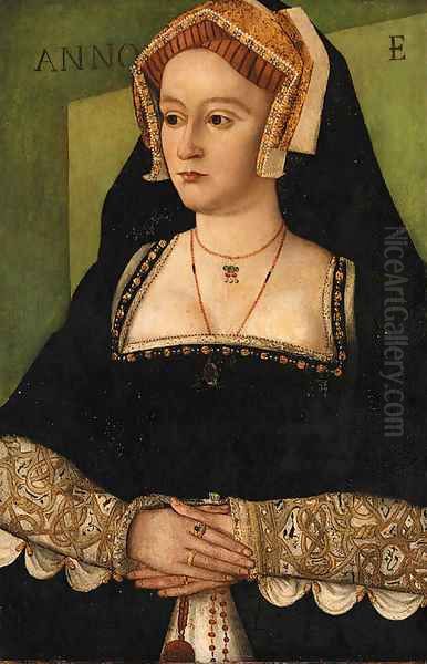 Portrait of Elizabeth Hart, of Lullingstone Castle, Kent, three-quarter-length, in a black with white dress with brocaded sleeves - view 1
