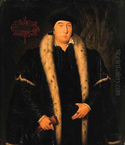 Portrait of a Gentleman, small three-quarter-length, in a black ermine- lined mantle, holding gloves in his right hand - view 1